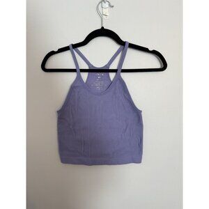 Ododos Tank Top Womens M/L Purple Ribbed High Neck Yoga Stretch Cropped